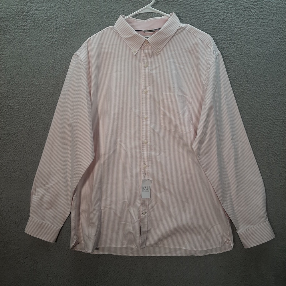 Jos‎ A Bank Shirt Adult Extra Large White Pink Striped Tailored Fit Preppy NEW